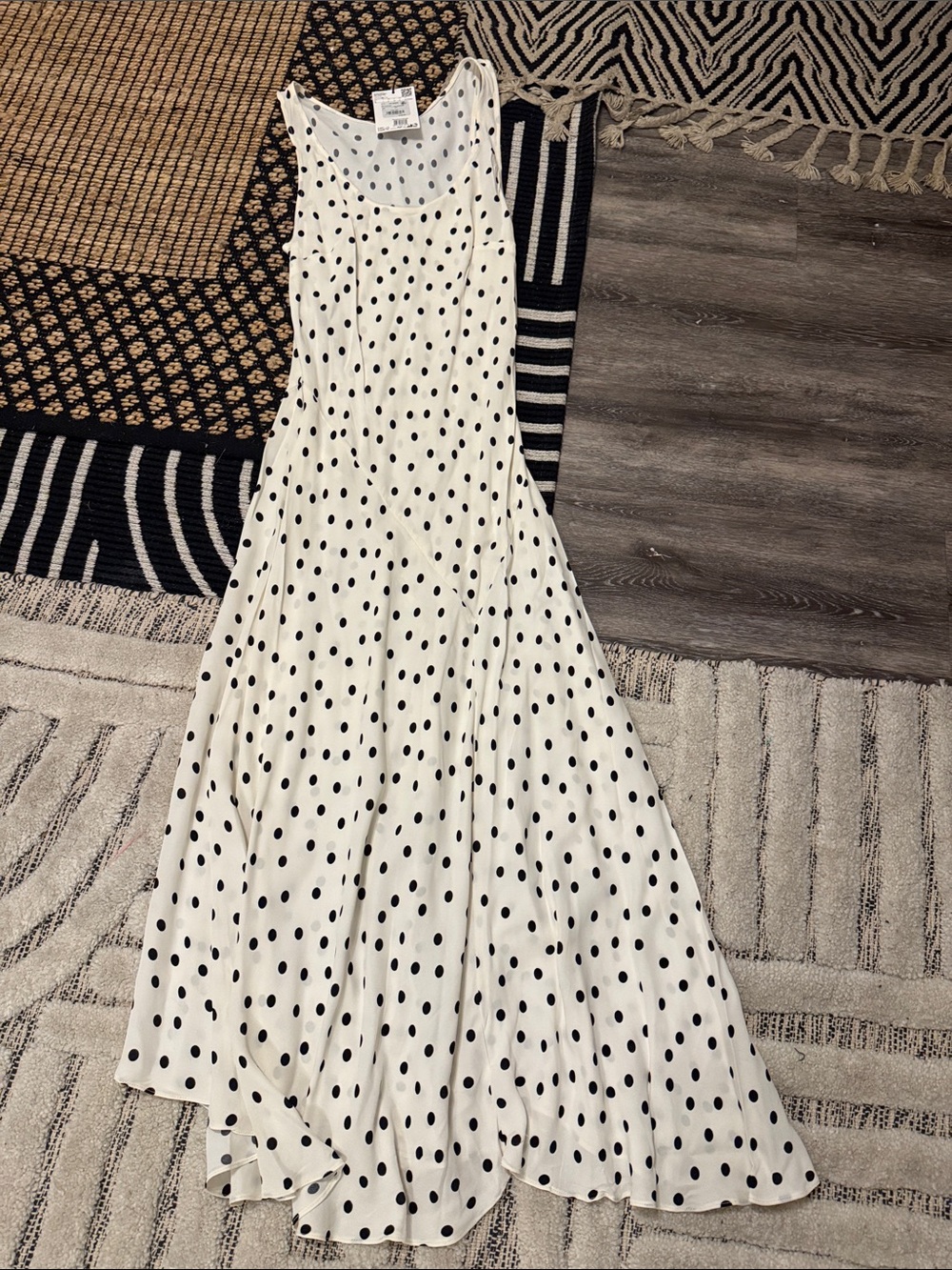 MNG Polka Dot Maxi Dress in White & Black Size Medium NWT